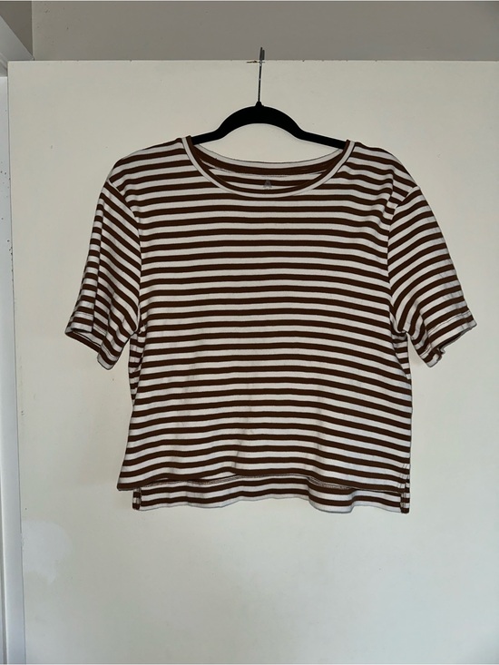 Able Tops - Able Brown and White Striped Short Sleeve Tee